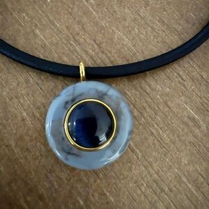 Veronica Beard Gold and Blue Pendant Necklace